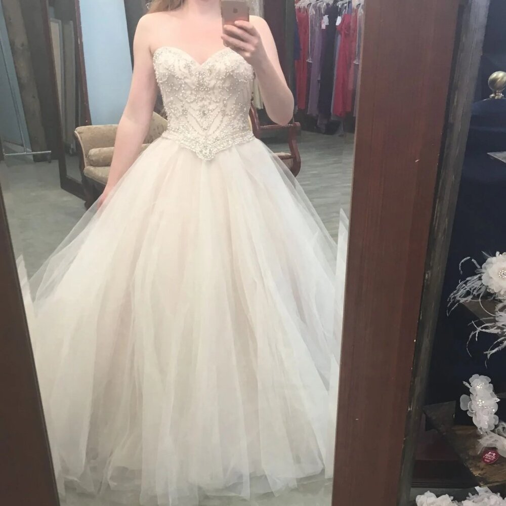 Sample BLUSH PINK Wedding Dress, BLING Prom Princess Disney Ballgown Cinderella